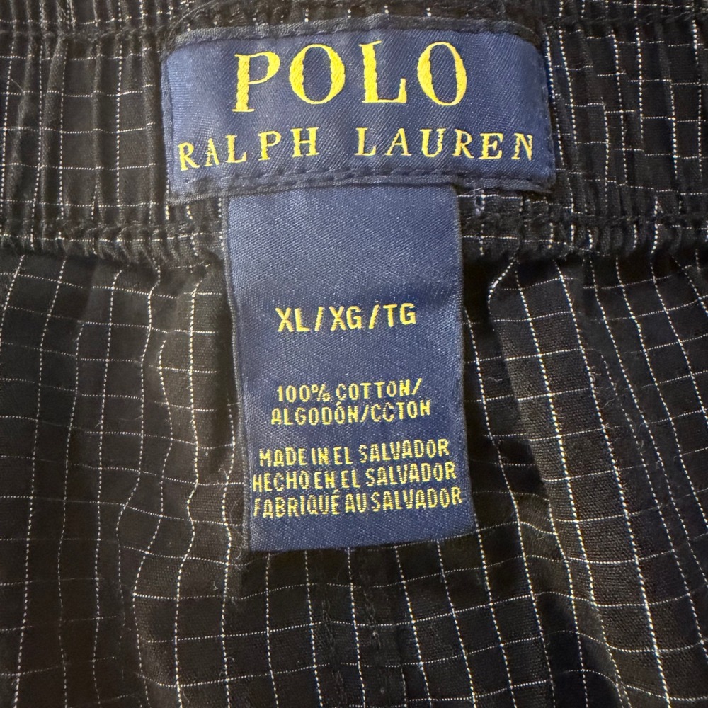 Polo Ralph Lauren Mens XL Pajama Pants Black White Grid Check Cotton Sleepwear - Picture 8 of 9